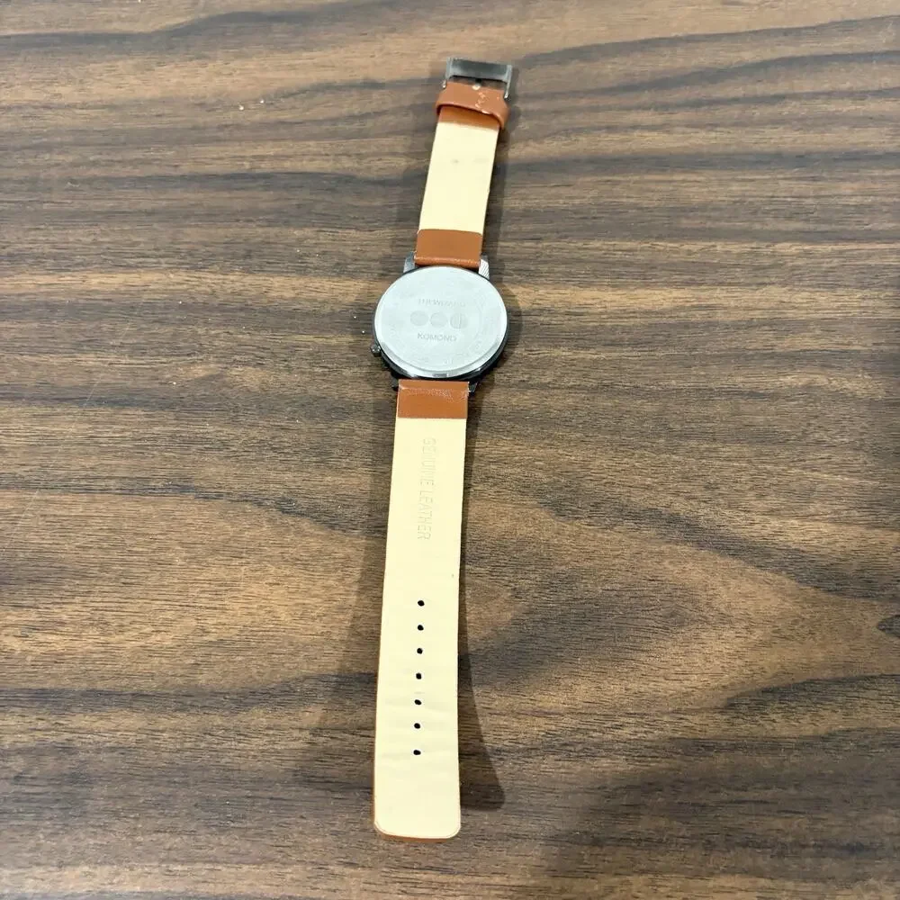 Komono The‎ Wizard Watch Black Grey Tan Leather Band Water Resistant Stainless